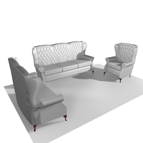 classic 3 piece chairs 3d model - CLASSIC CHAIR 3 PIECE SET by Carrara1